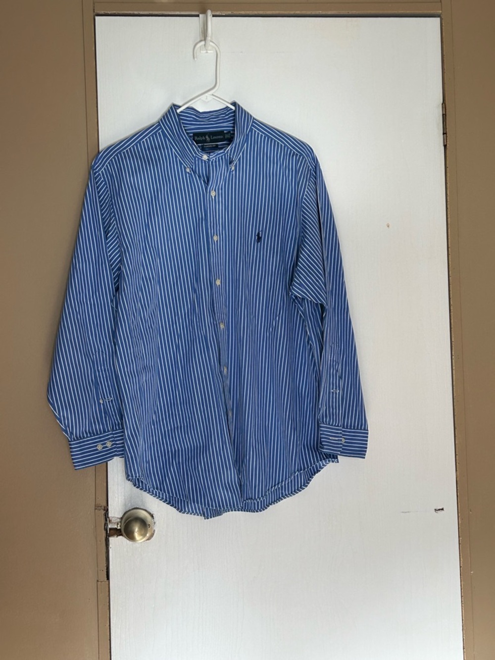Polo by Ralph Lauren Blue and White Striped Dress Shirt